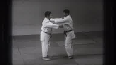 Tokyo Japan (1971): Karate Push Walk Lunge Match Men Fight Danger Belt White Room