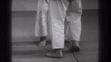 Tokyo Japan (1971): Karate Kick Fight Fall Ankle Foot Black White Barefoot Match