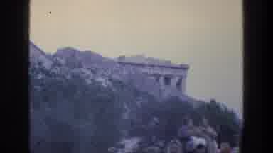 ATHENS GREECE-1976: Tourists Walking Near Acropolis With White Dove