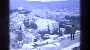ATHENS GREECE-1976: Tourists At Acropolis With Panoramic City View