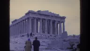 ATHENS GREECE-1976: Looking At Mountains On A Airplane There Is The Temple Of