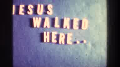 Athens Greece (1976): Yellow Wording Mounted On A Blue Wall Says Jesus Walked Here