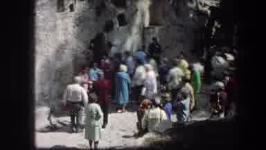 Garden Tomb Jerusalem Israel (1976): Small Crowd Gathers Outside Of Grey Stone