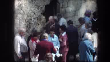 Garden Tomb Jerusalem Israel (1976): People Looking Through White Stone Entrance