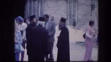 Garden Tomb Jerusalem Israel (1976): European Orthodox Monks Greeting Visitors At