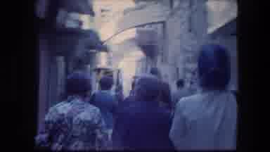 Garden Tomb Jerusalem Israel (1976): Walking Along A Small Crowded Walkway Through