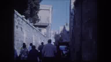 Garden Tomb Jerusalem Israel (1976): Long Progression Of People Walk Through