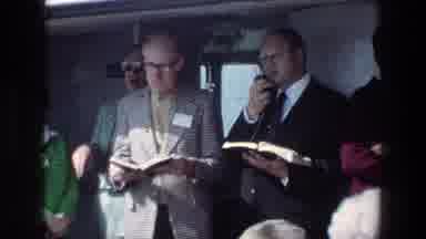 Sea of Galilee Israel (1976): Tour Guide Watching Ship In The Ocean