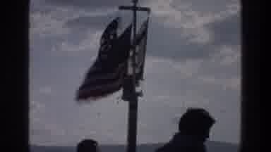 Sea of Galilee Israel (1976): Three Flags Flying On Single Pole On A Clear Day