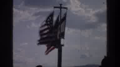 Sea of Galilee Israel (1976): Boat Sailing At Sunset With People Admiring Flags