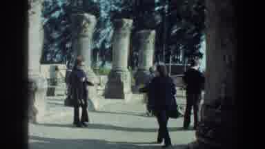 Sea of Galilee Israel (1976): Several People Walking In A Park Surrounded By Trees