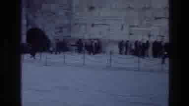Wailing Wall Jerusalem Israel (1976): People Lining Up Against Tan Stone Wall On A