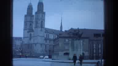 ZURICH SWITZERLAND-1976: Picturesque Antiquated View Of Europe With Newer Cars