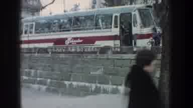 ZURICH SWITZERLAND-1976: An Elderly Lady Is Getting Ready To Board A Red And White Bus