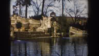 Barcelona Spain (1959): View Of Calm River And Brown Wooden Fence On A Clear Sunny