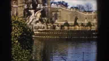 BARCELONA SPAIN-1959: Ornate Fountain and Historic European Architecture