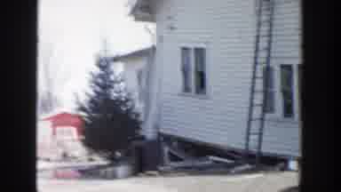 Grand Rapids Michigan (1956): View Of White Building Removed From Foundation On A