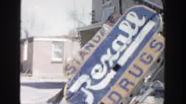 Grand Rapids Michigan (1956): View Of Damaged Blue Rexall Drug Sign And Damaged