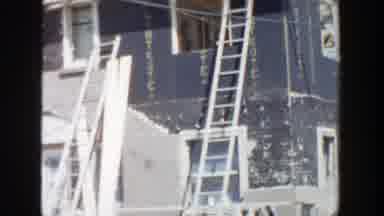 Grand Rapids Michigan (1956): Construction Of A Building Ladders Leading To Top Of