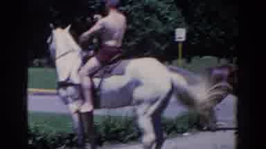 French Lick Indiana (1958): Man Learning To Horseback Ride On A Gorgeous Large