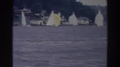 Wisconsin (1966): White Sailboats Sailing In Blue Lake Water In A Clear Day