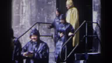 Niagra Falls Canada (1963): Men Wearing Protection Coverall Coming Out Of A