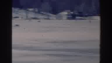 Tustin Wisconsin (1964): Two People In Winter Attire Slowly Walking Across A Snowy