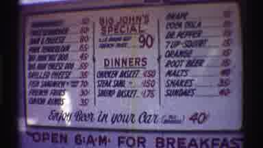Nebraska (1969): An Outside Menu For A Fast Food Restaurant Is Written In Red