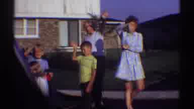 Clarendon Hills Illinois (1969): A Family Waving Goodbye To The Camera And Then