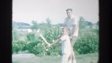 Michigan (1964): Boy Wearing White Shirt Hold Baseball Bat On A Bright Sunny Day