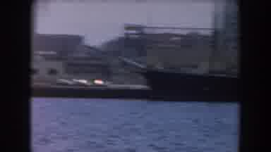 California (1961): Ocean In Big City Panorama With Boats And Birds And Trees
