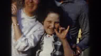 California (1961): Family Framed With Cat On Mom And Waving Boy Outside