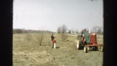 Wisconsin Dells Wisconsin (1954): Man And Child Watching Tractor Remove Tree