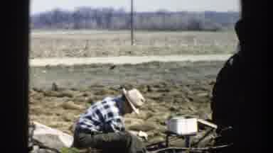 Wisconsin Dells Wisconsin (1954): Farmer Rides Cart Plow Attached To Tractor