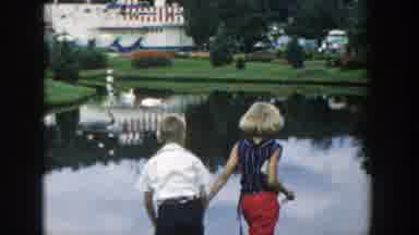 Wisconsin Dells Wisconsin (1954): Children Walking Along Water On The Grass