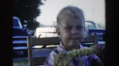Wisconsin Dells Wisconsin (1954): Child And Woman Eating Corn On The Cob Outside