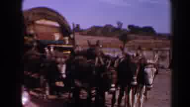 Texas (1958): Team Of Honkies Attached To A Covered Wagon With A Cowboy