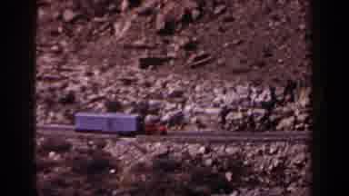 Texas (1958): Red Truck Path Passing On Desert Highway Surrounded By Mountains And