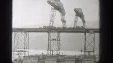 Washington (1938): Bridge Construction With Heavy Machinery Two Large Cranes Make