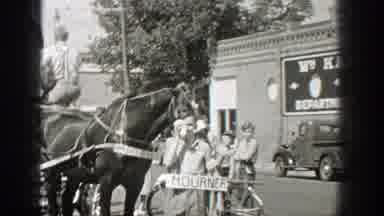 Washington (1938): Crowd Wears Signs In Middle Of Street With Horse Drawing