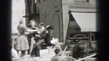 WASHINGTON-1938: Large Crowd Of People Following Stagecoach On A Bright Sunny Day