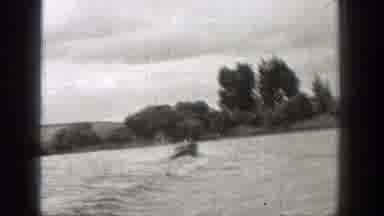 Washington (1938): Speeding Boat Ocean Water Mountains Black And White Old Footage