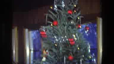 Saint Paul Minnesota (1971): Christmas Tree Decorated With Red Ornaments And Child