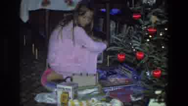 Saint Paul Minnesota (1971): Girl In Pink Pajamas Opening Christmas Gift Along