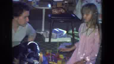 Saint Paul Minnesota (1971): Brother And Sister Playing With Dog In Room While