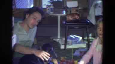 Saint Paul Minnesota (1971): Two Kids Playing A Board Game And A Doberman Sits