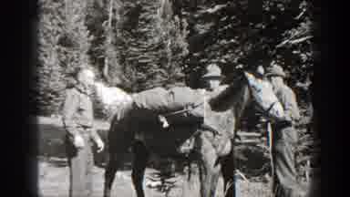 California (1938): Pioneer Loading Horse To Ride Off Into The Wild Blue Yonder