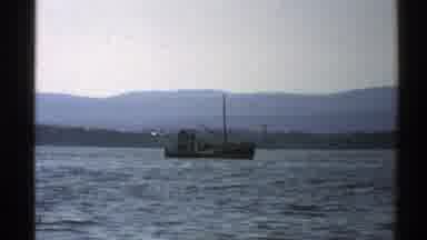 Norway (1976): View Of Mountain And Fishing Boat In Water On A Clear Day