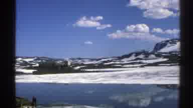 Norway-1976: Snowy Mountain Landscape With Reflective Lake