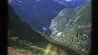 Norway (1976): View Of Mountain Through Window Of Transportation
